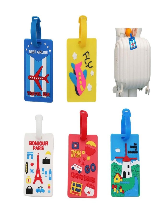 Massmot 5Pcs Luggage Tags PVC Luggage Labels for Suitcases with Name Address Phone Number Labels Travel Tag for Baggage Identity ID Labels for Easily Identification (Multi/Style B) - Image 1